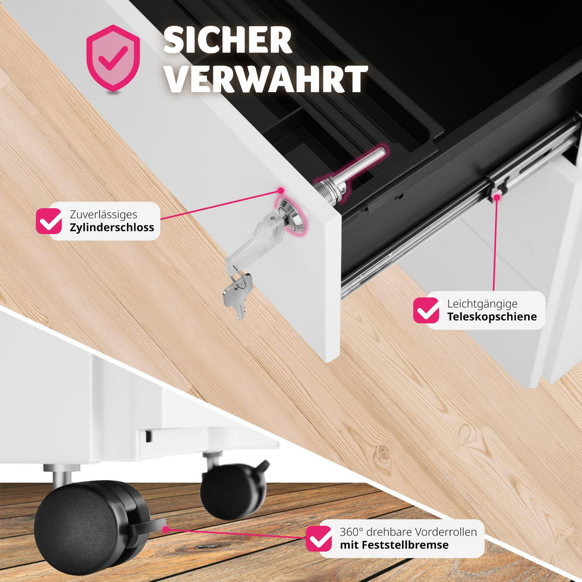 AKTENROLLSCHRANK Magna,39 x 45 x 55 cm,weiß - Weiß, Textil (39/55/45cm) - tectake