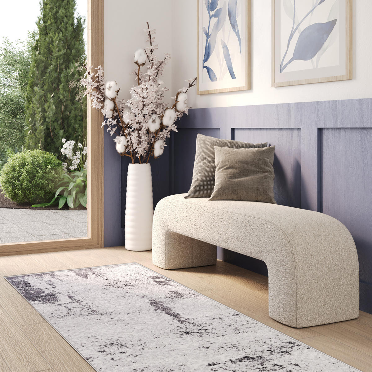 TEPPICHLÄUFER SKY hellgrau vintage 120/200 cm - Hellgrau, Textil (120/200cm) - Tapiso