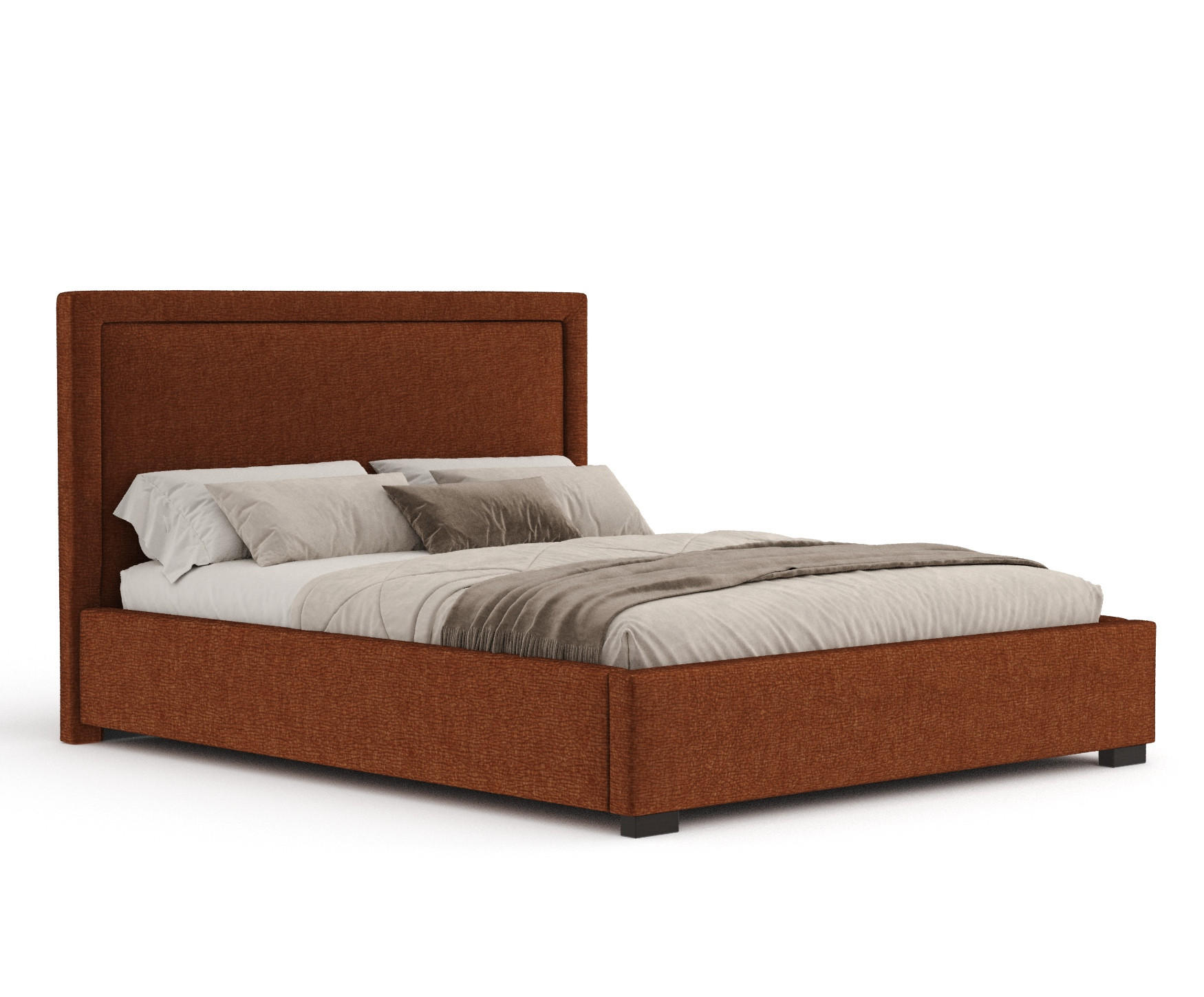 POLSTERBETT Ordina Kupferfarbe 160/200 cm im Chenille-Stoff - Schwarz/Naturfarben, Holz/Holzwerkstoff (160/200cm) - Maison de Reve