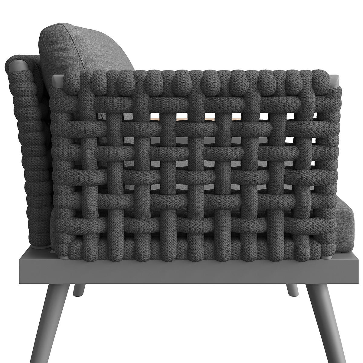 LOUNGEGARNITUR aus Eisen 200x73x76.5cm Grau mit 8 cm Polstern - Grau, Metall - Modfu