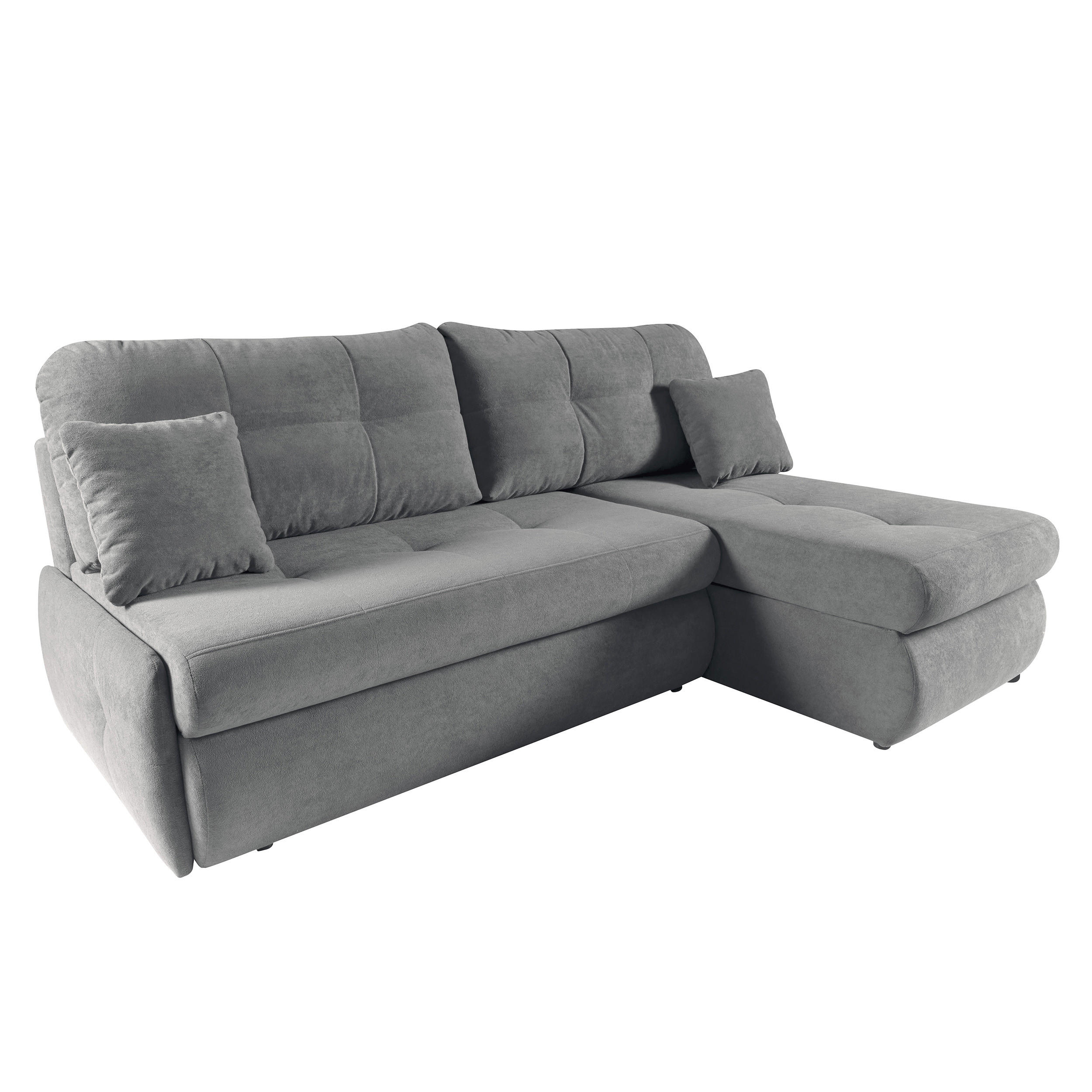 ECKSCHLAFSOFA Tino mit Schlaffunktion und Bettkasten, universeller Ottomane, Grau - Grau, Textil (216/155cm) - Beautysofa
