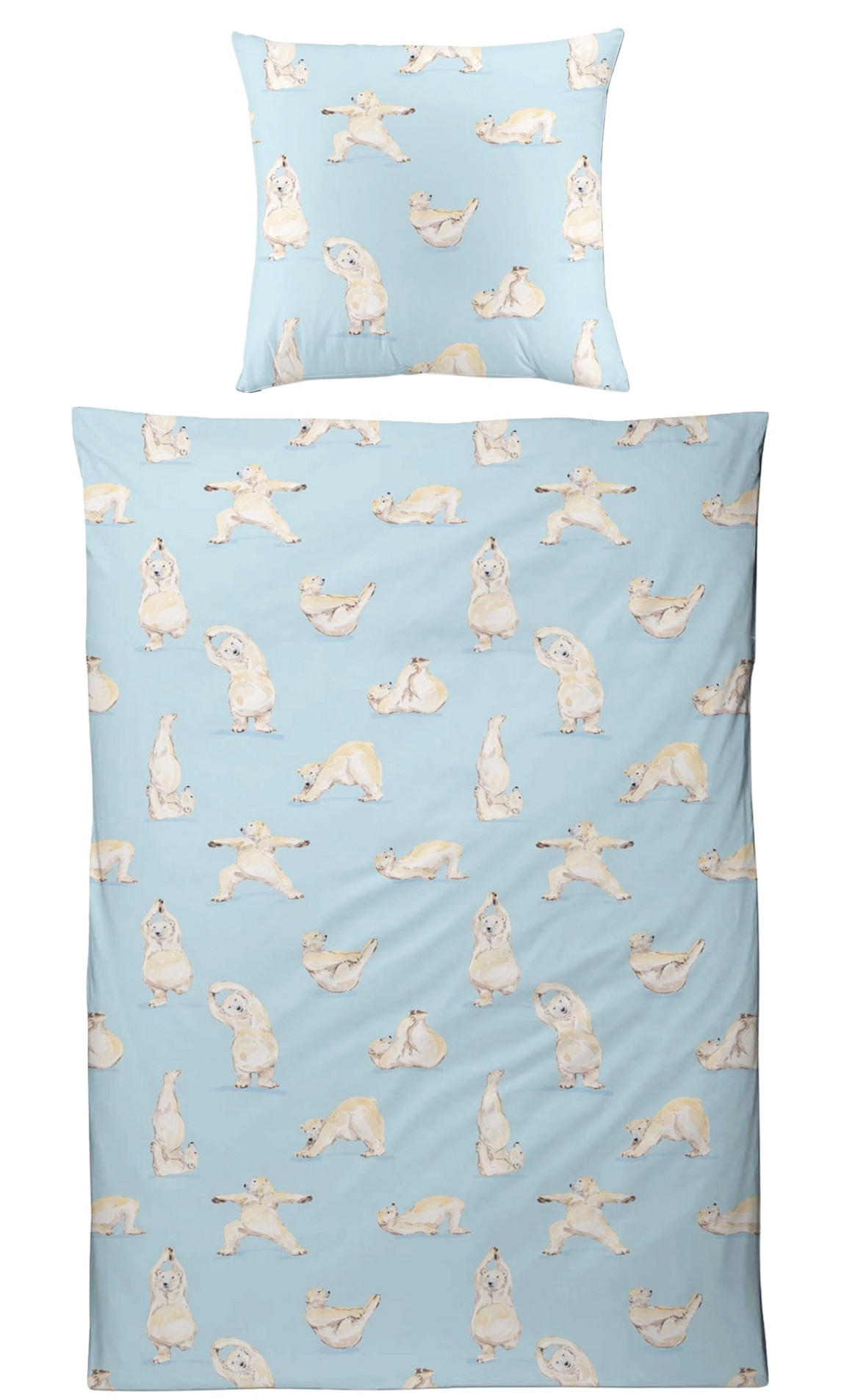 BETTWÄSCHE Biber 155x220 Yogarbär Blau Flanell Winter Bettbezug - Kuschelig warm - Blau, Textil (155/220cm) - Carpe Sonno