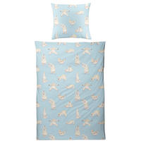 BETTWÄSCHE Biber 155x220 Yogarbär Blau Flanell Winter Bettbezug - Kuschelig warm - Blau, Textil (155/220cm) - Carpe Sonno