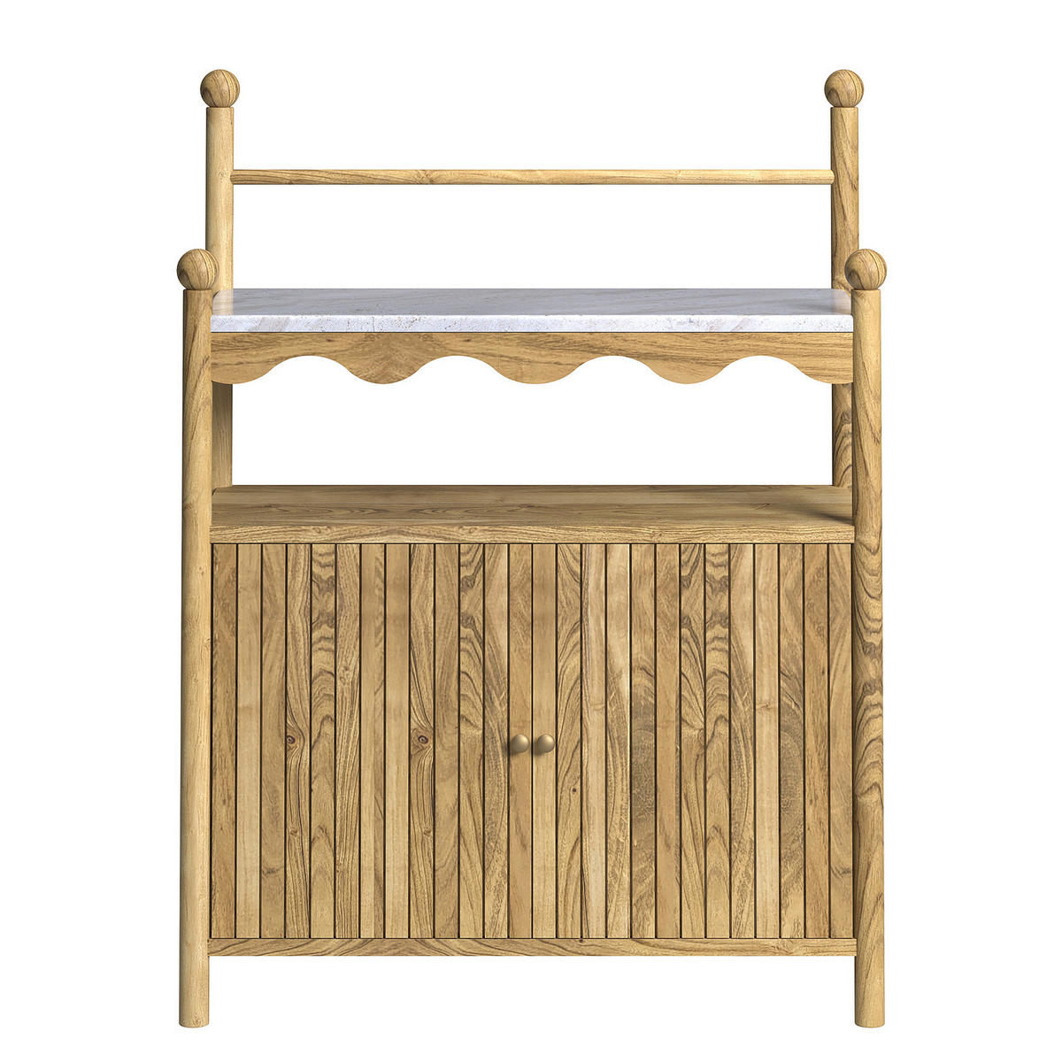 MASSIVER UNTERSCHRANK - Akazie massiv / Marmor - Grau, Holz/Holzwerkstoff (83/107/38cm) - home24