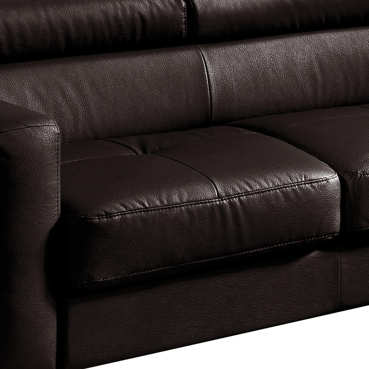 ECKSOFA mit Longchair - Echtleder - Dunkelbraun, Leder (239/207cm) - home24