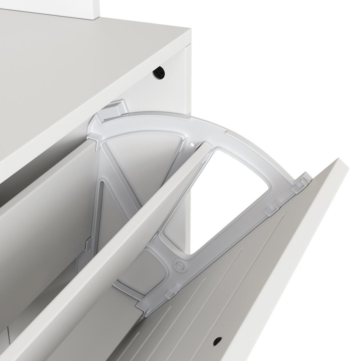 SCHUHSCHRANK aus Spanplatte 70x25x165cm in Weiß mit 8 Haken - Weiß, Holzwerkstoff (70/165/25cm) - Modfu