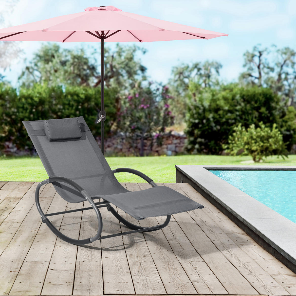 SCHAUKELLIEGE Almaluez - Dunkelgrau, Metall (153/80.5/63cm) - [en.casa]