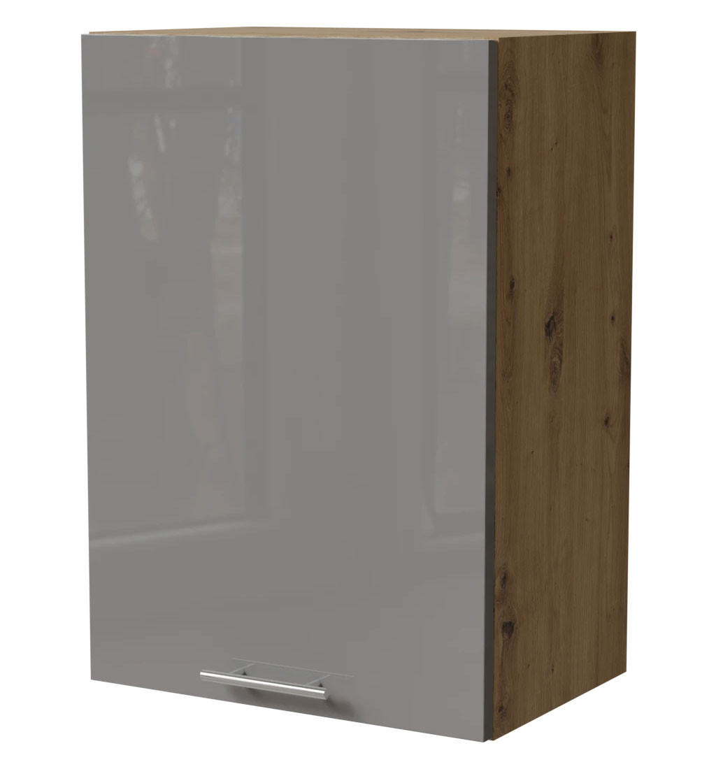 KÜCHENHÄNGESCHRANK Essen W2/50 Grau Hochglanz / Eiche Artisan Matt 50 / 32,5 / 72cm - Eiche Artisan/Grau, Holz/Holzwerkstoff (50/72/32.5cm) - Feldmann-Wohnen