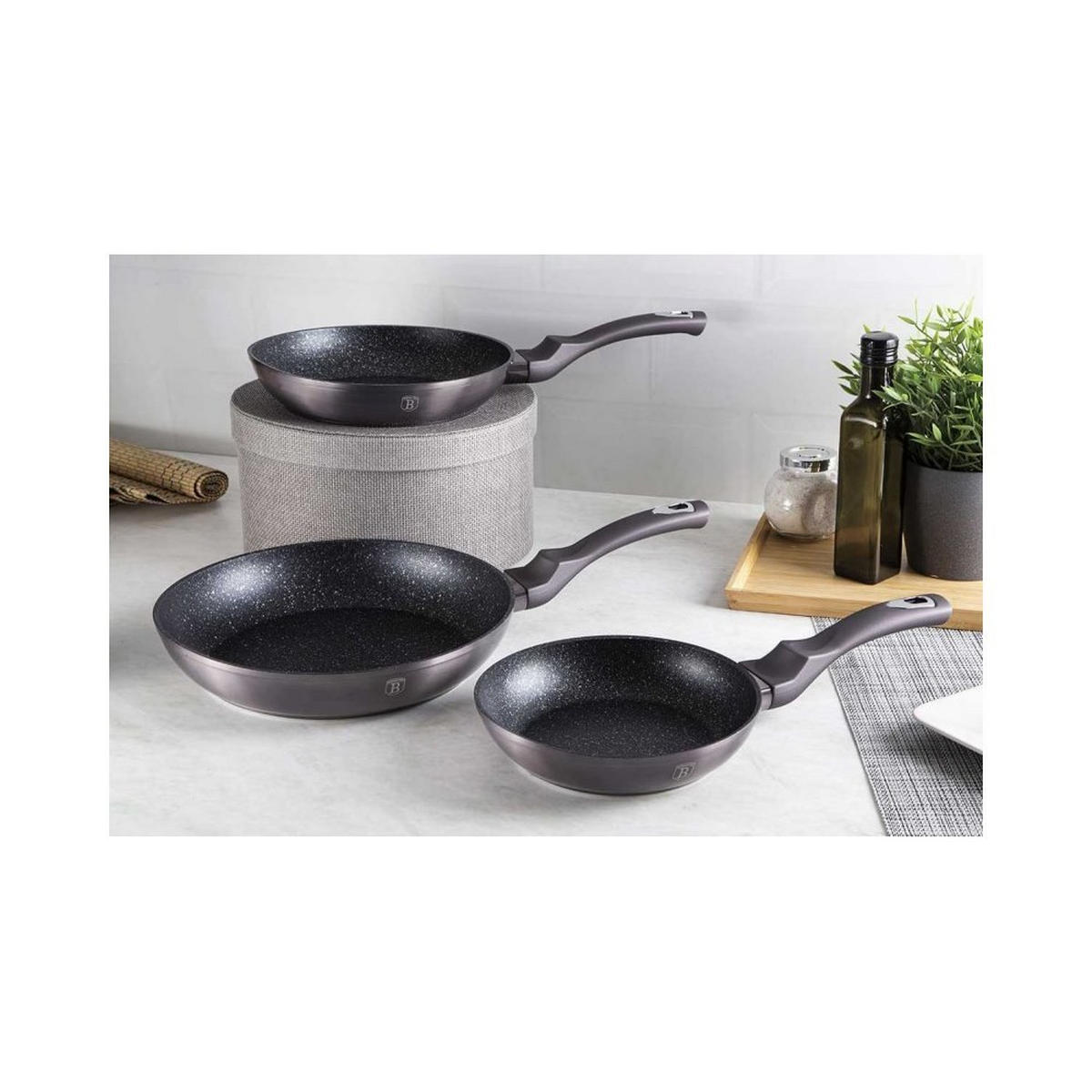 PFANNENSET Graphit 28/28/5 cm BH6903 - Graphitfarben, Metall - Berlinger Haus