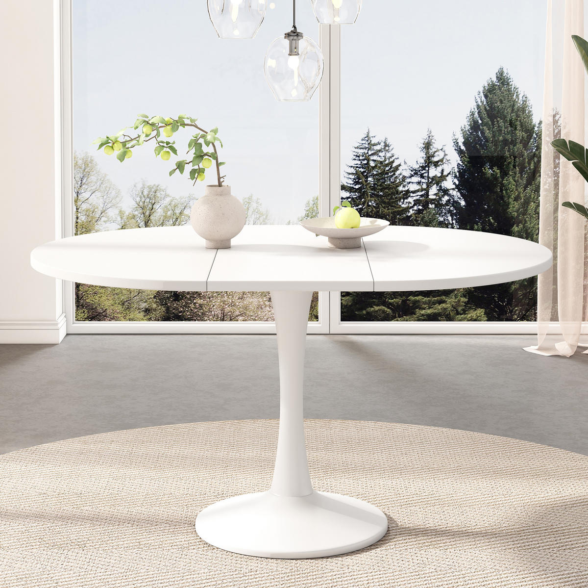 ESSTISCH oval 100/100/75 cm weiß mit modernem Design - Weiß, Holzwerkstoff (100/140/75cm) - OKWISH