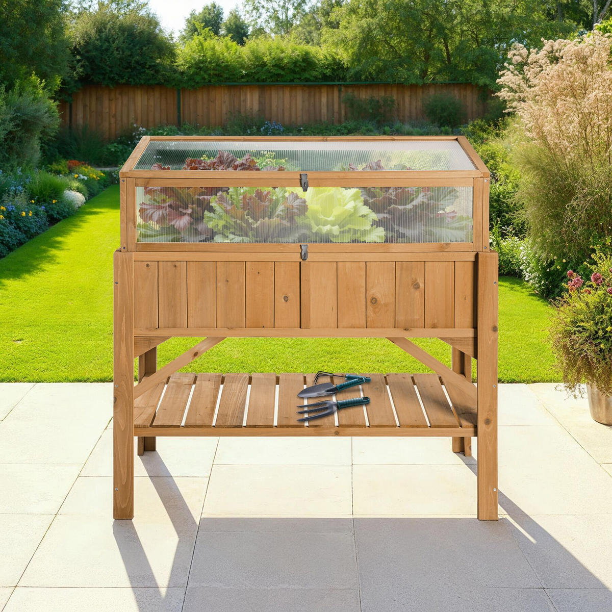 HOCHBEET ,119 x 57 x 124 cm,braun - Braun, Holz (57/90/119cm) - tectake