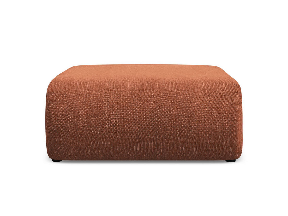 POUF Chenille Stoff Orange - Terra cotta/Schwarz, Kunststoff/Textil (94/40/89cm) - Makamii