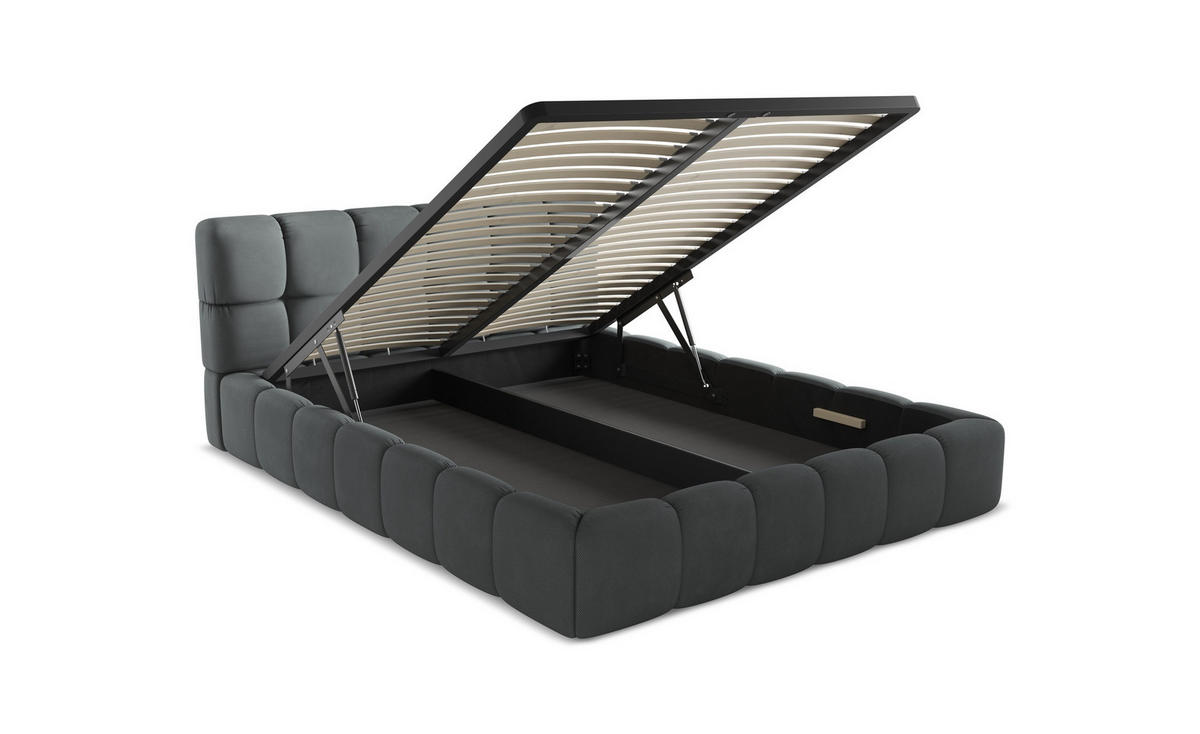 POLSTERBETT mit Bettkasten und Lattenrost 180x228 Blau - Blau/Blaugrau, Kunststoff/Textil (160/200cm) - Makamii