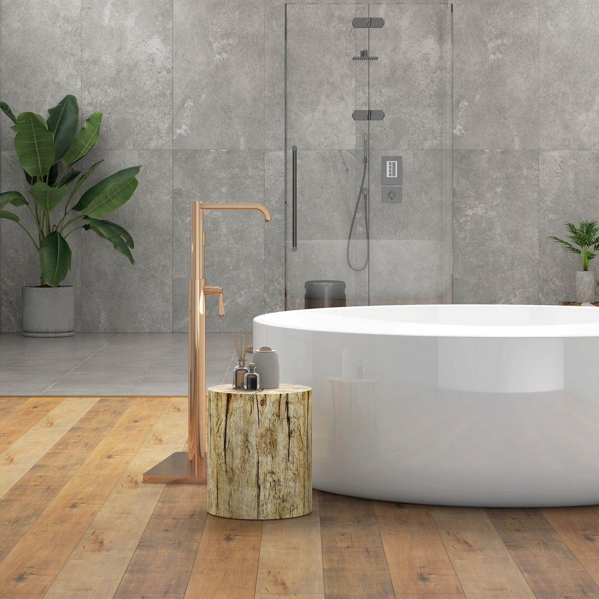 BEISTELLTISCH, Beton, Naturholz - Naturfarben, Kunststoff (37/37/43cm) - HOMCOM