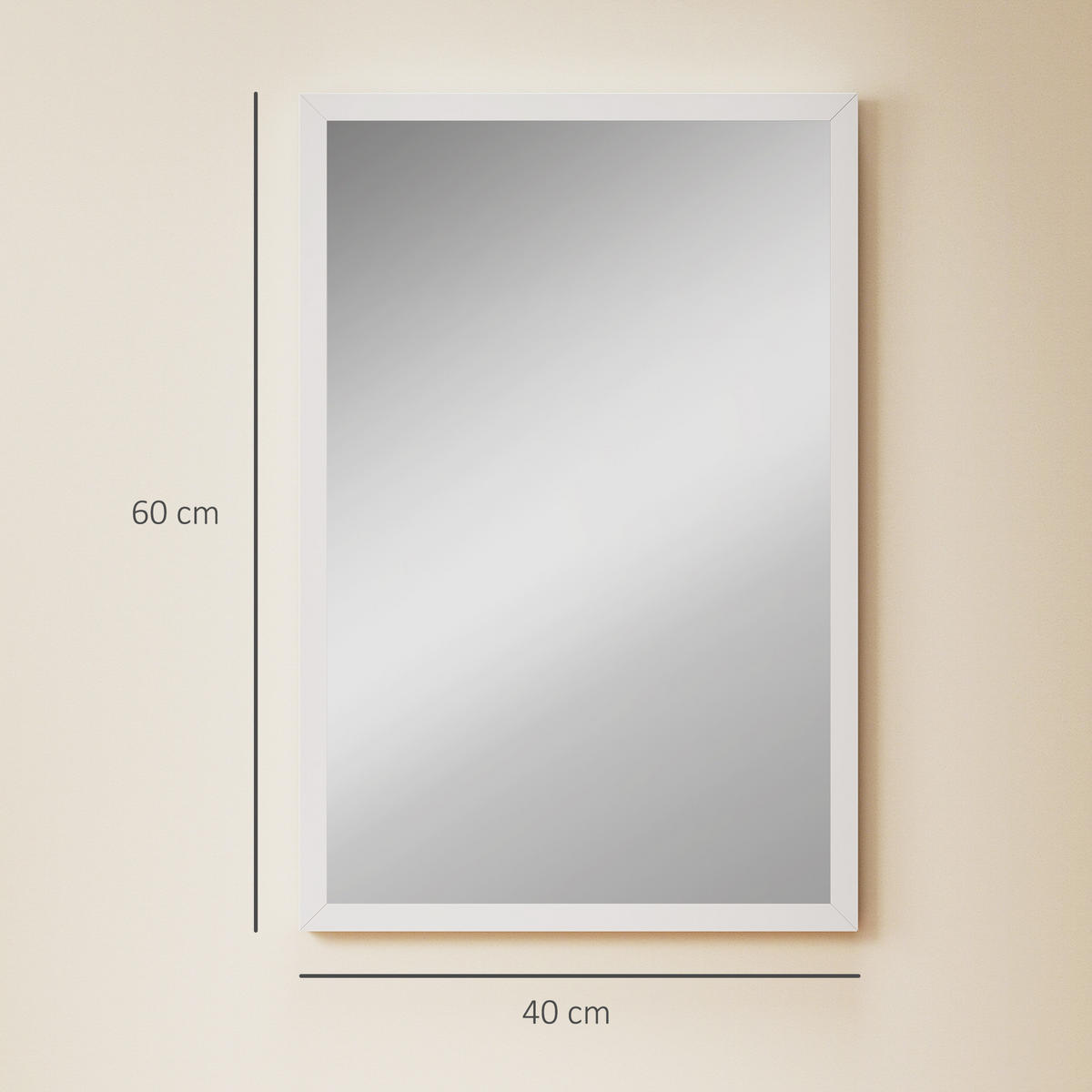 WANDSPIEGEL DE-14354 rechteckig mit weißem Rahmen Weiß - Weiß, Glas (40/60/2cm) - ComfortXL