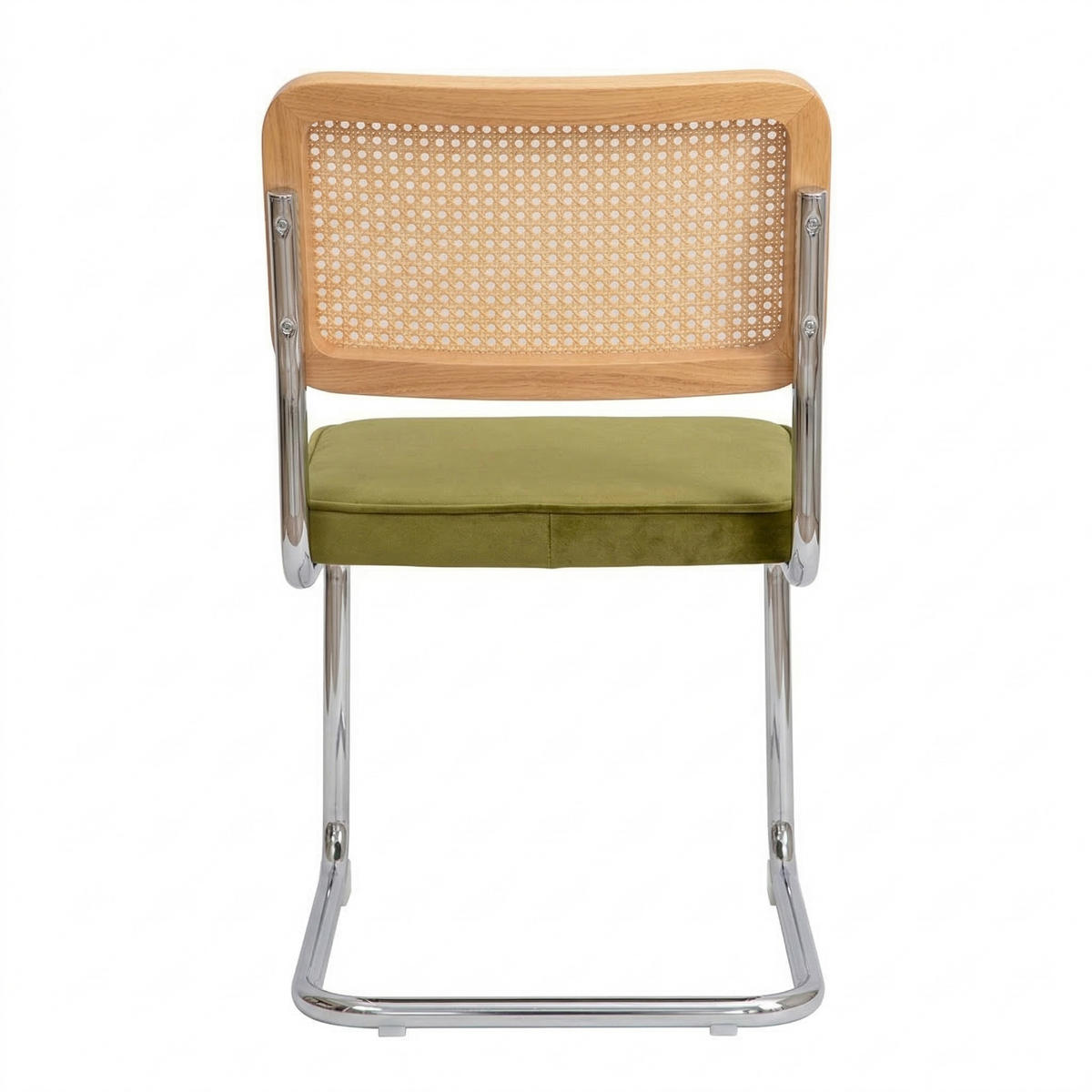 JÍDELNÍ ŽIDLE pérové (sada 2 ks), látka a ratan, chromovaná podnož - zelená barva, textil (53/84.6/46.4cm) - Urban Meuble