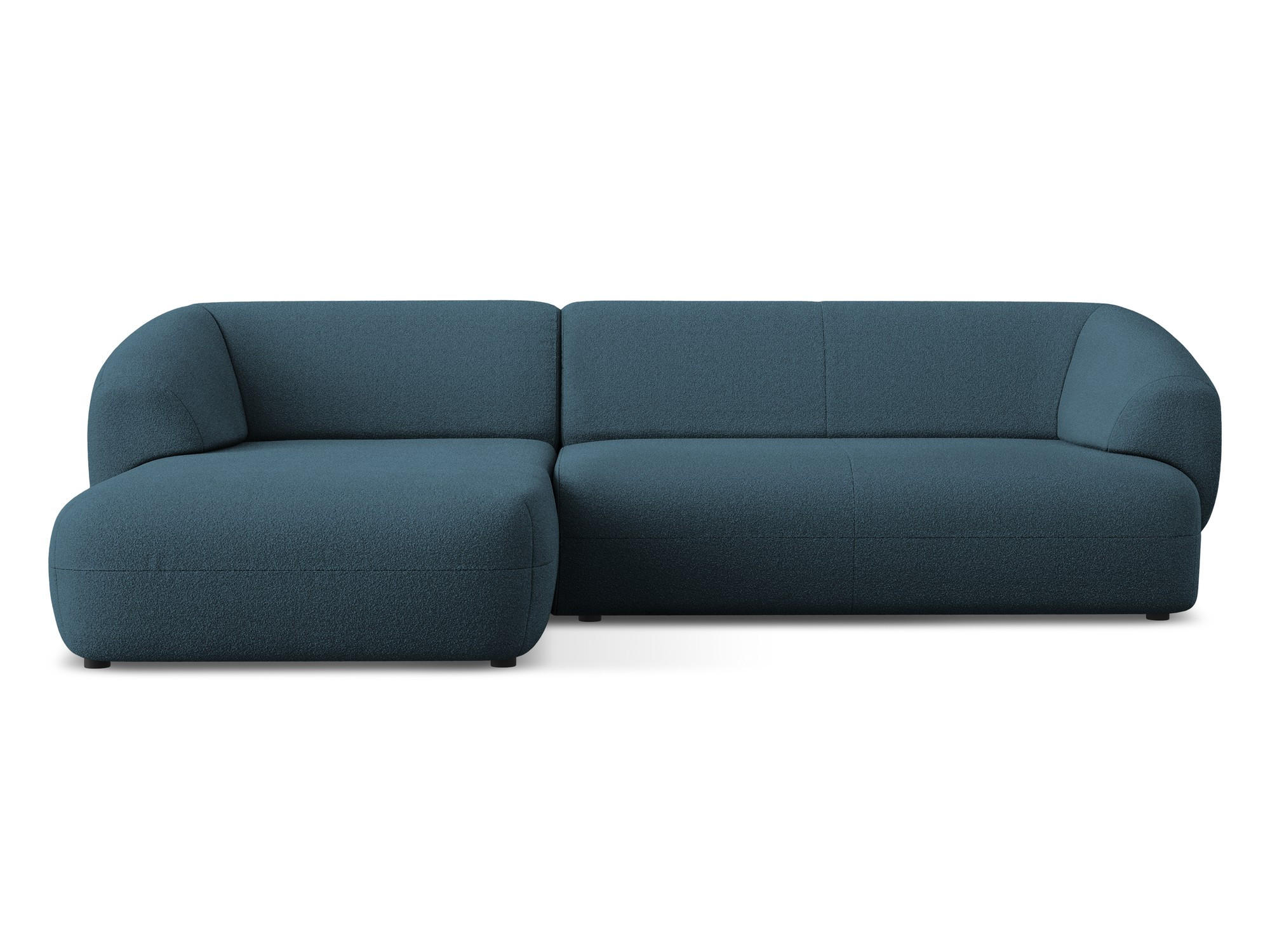 ECKSOFA Links Bouclé Stoff Blau - Blau/Schwarz, Kunststoff/Textil (156/280cm) - Makamii