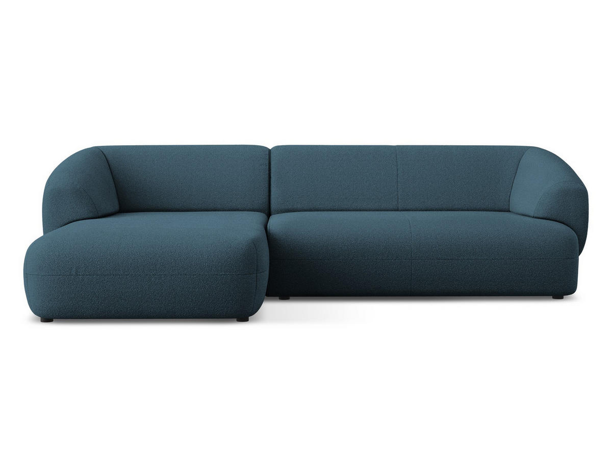 ECKSOFA Links Bouclé Stoff Blau - Blau/Schwarz, Kunststoff/Textil (156/280cm) - Makamii