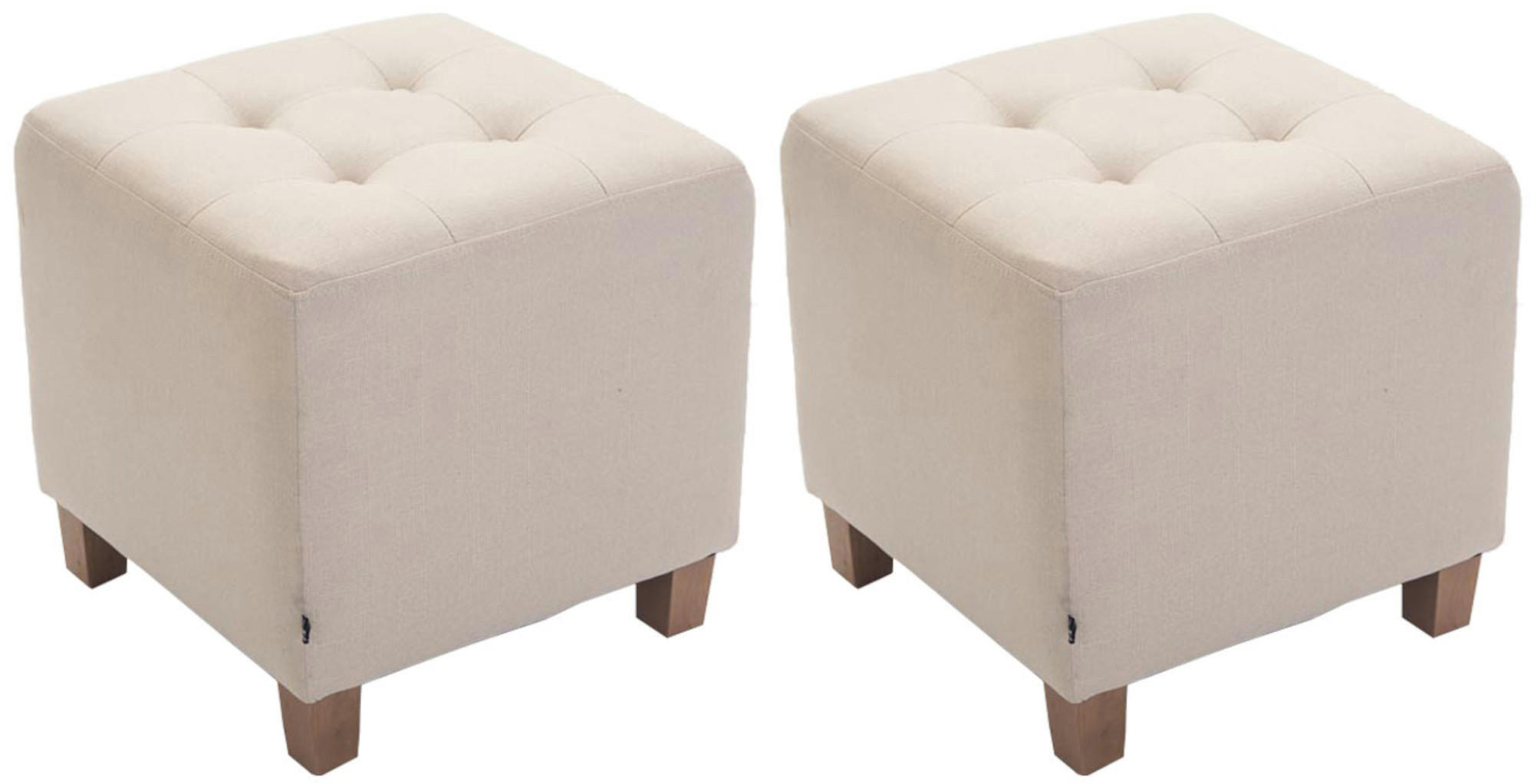 SITZWÜRFEL 2er Set Stoff creme - Creme, Holz/Textil (45/46/45cm) - CLP