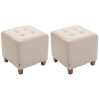 SITZWÜRFEL 2er Set Stoff creme - Creme, Holz/Textil (45/46/45cm) - CLP