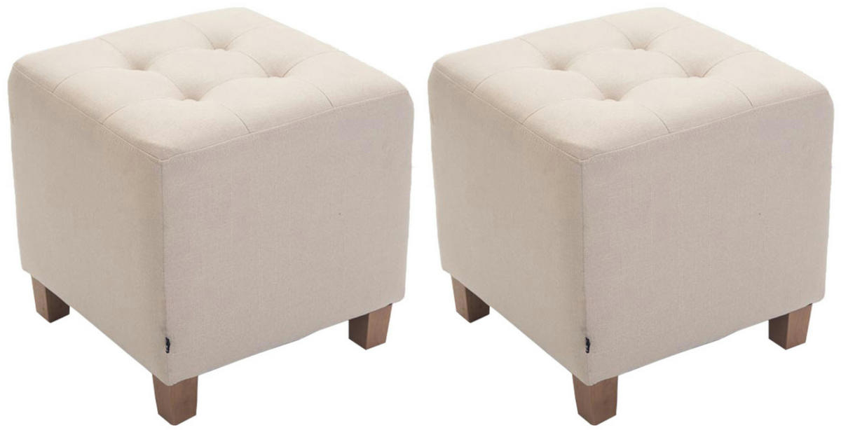 SITZWÜRFEL 2er Set Stoff creme - Creme, Holz/Textil (45/46/45cm) - CLP
