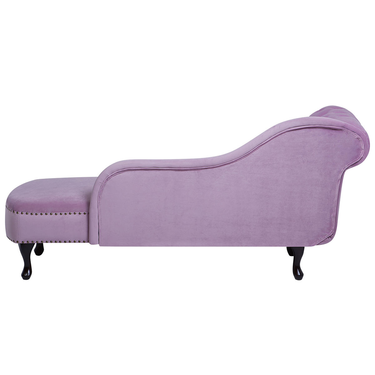 CHAISELONGUE Samtstoff violett linksseitig Nimes - Violett/Schwarz, Textil (170/79/61cm) - Beliani
