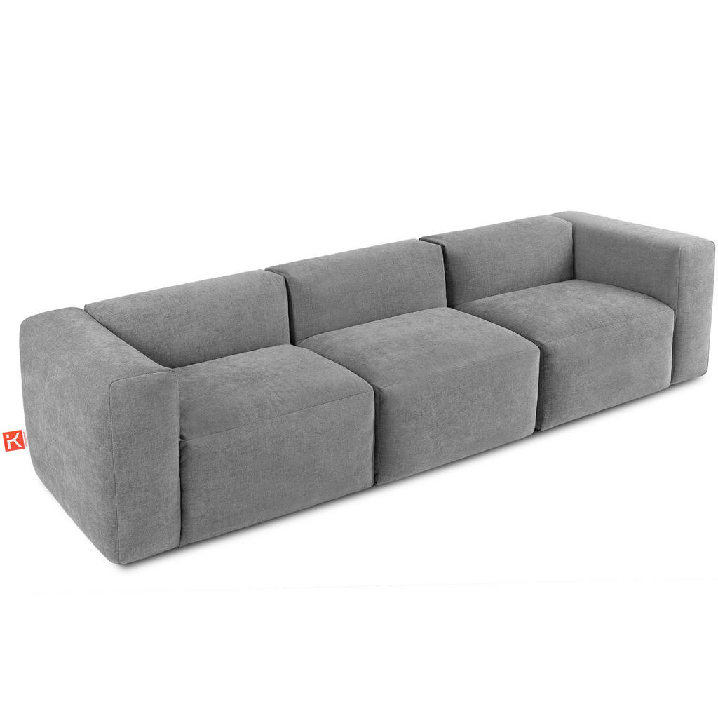 Thumbnail - Konsimo® 3-Sitzer-Modulsofa, Hellgrau, Grau, Textil, einzeln stellbar,Freiform, 290x73x96 cm, Wohnzimmer, Sofas & Couche...