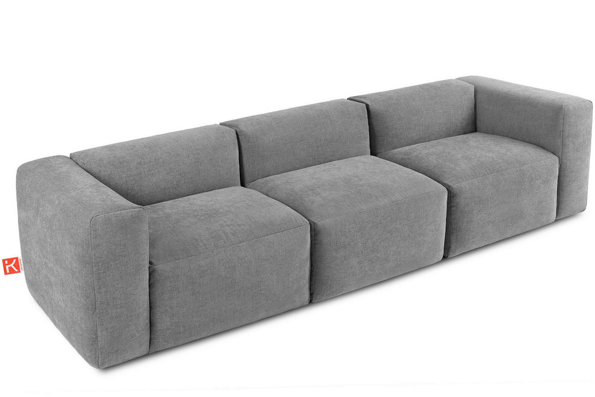 3-SITZER-MODULSOFA BUFFO mit extrem weicher und bequemer Sitzfläche, Gewebestoff, hell aschfahl - Hellgrau/Grau, Textil (290/73/96cm) - KONSIMO®