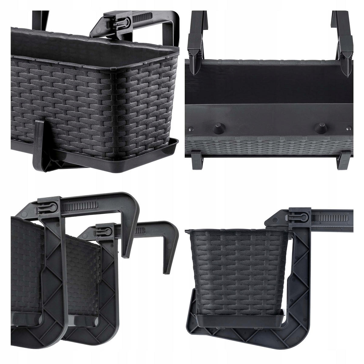 BALKONKASTEN mit Griffen, Anthrazit, 60 cm, 4 Stk. - Anthrazit, Kunststoff (17/60cm) - KADAX