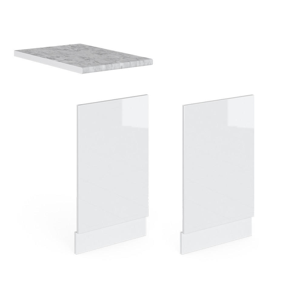 FRONTBLENDE R-Line Weiß Hochglanz 45 cm, AP Marmor - Weiß Hochglanz/Weiß, Holzwerkstoff (45/57.2/1.6cm) - Vicco