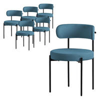 ESSZIMMERSTUHL 6er Set Teddystoff blau - Blau, Metall (53/78/50cm) - ML-DESIGN