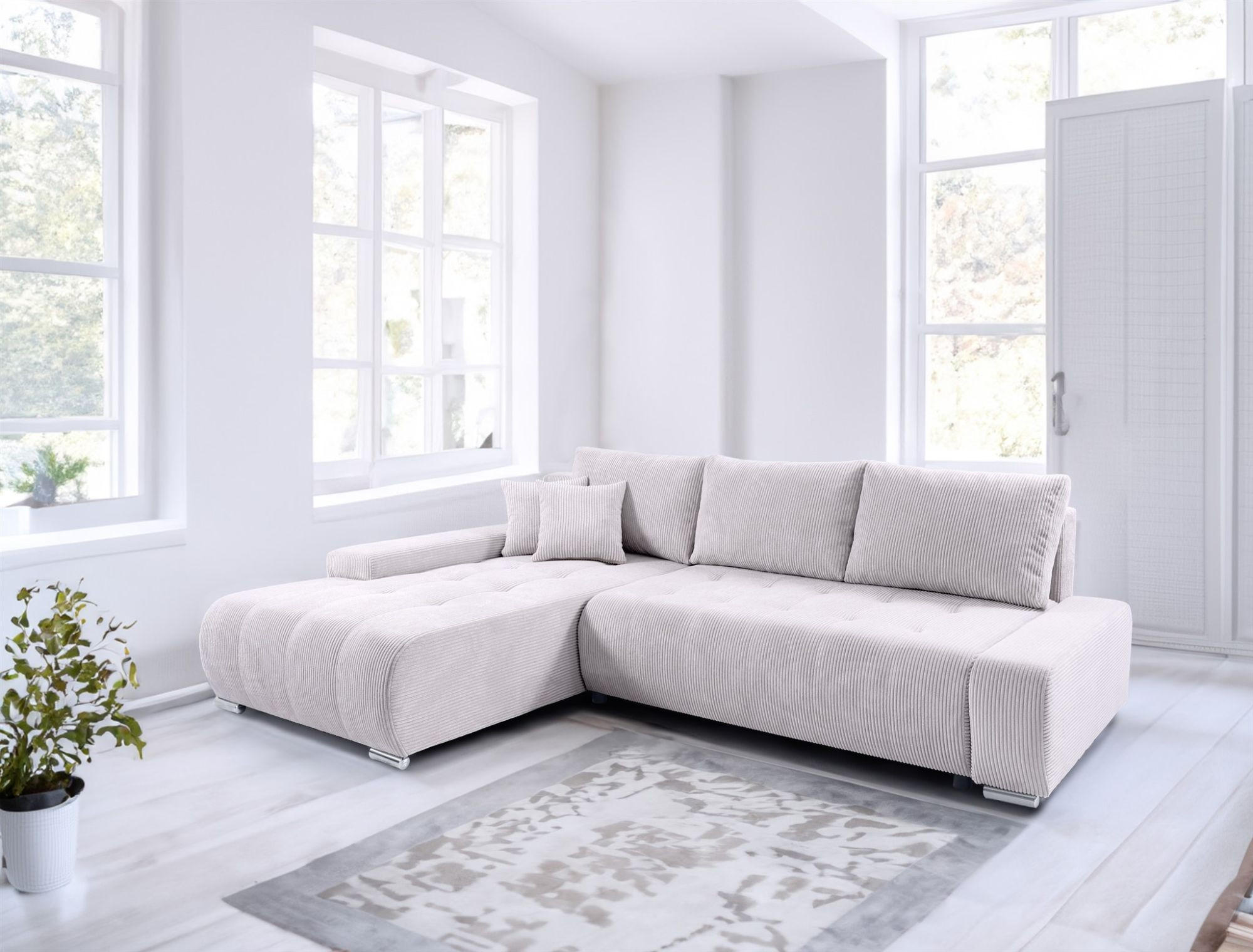 ECKSOFA Vogar In Poso - Weiß, Holzwerkstoff/Textil (265/185cm) - Fun Möbel