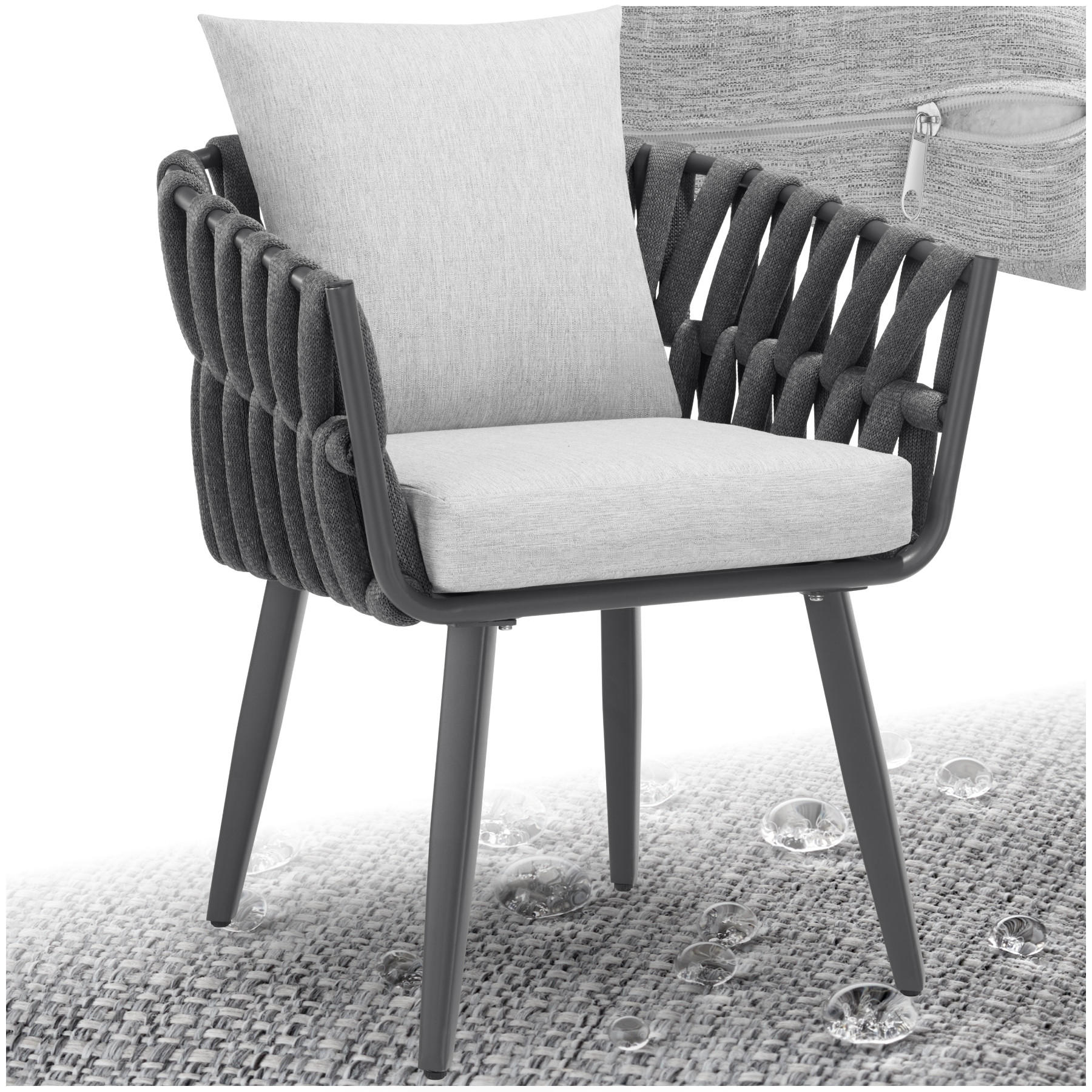 STUHL Lugano,höhenverstellbare Kunststofffüße, 61 x 60 x 73 cm,anthrazit - Anthrazit, Metall (61/73/60cm) - tectake