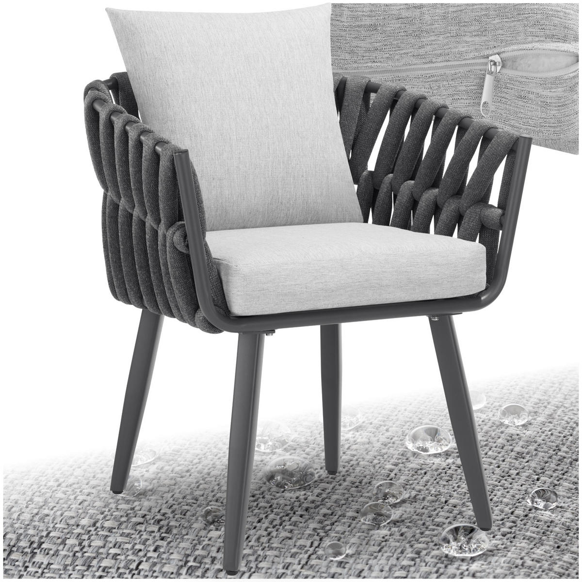 STUHL Lugano,höhenverstellbare Kunststofffüße, 61 x 60 x 73 cm,anthrazit - Anthrazit, Metall (61/73/60cm) - tectake
