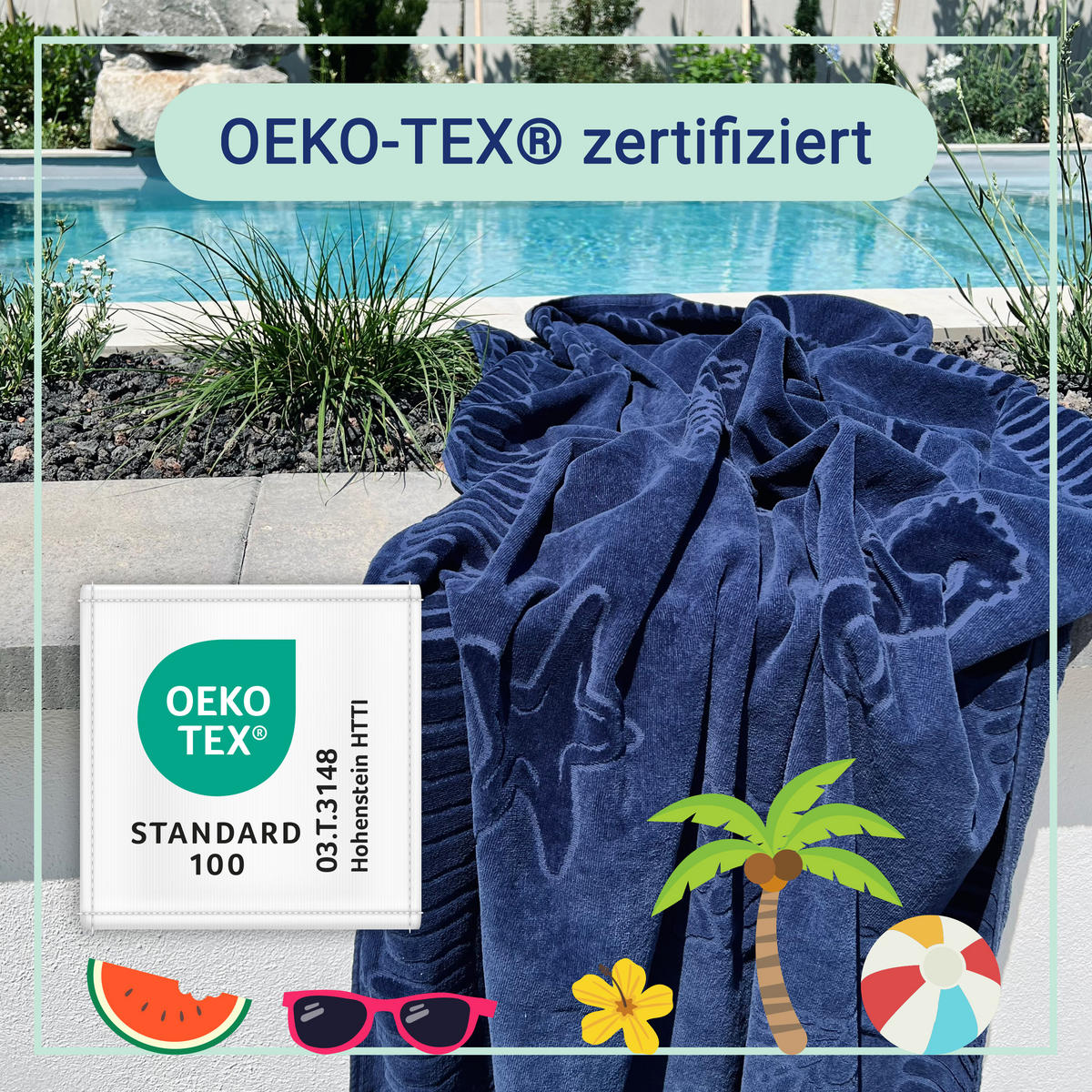 STRANDTUCH, 100x200 cm, 100% Baumwolle, Blau - Dunkelblau, Textil (100/200cm) - Zollner