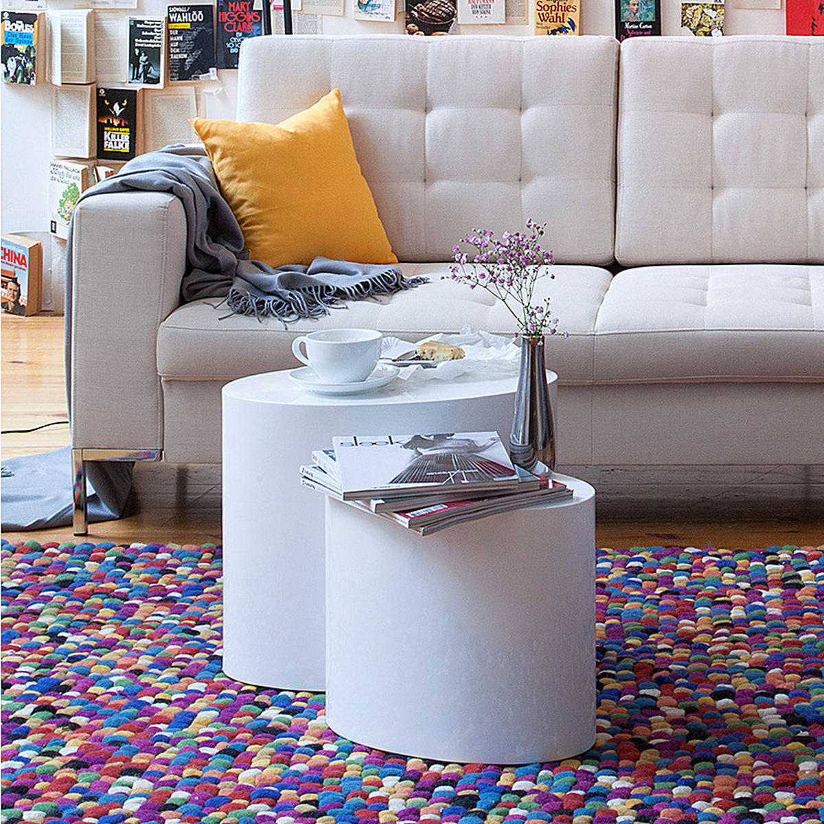 BEISTELLTISCH (2er-Set) - Hochglanz Weiß - Weiß Hochglanz, Holzwerkstoff (33/48/40cm) - home24