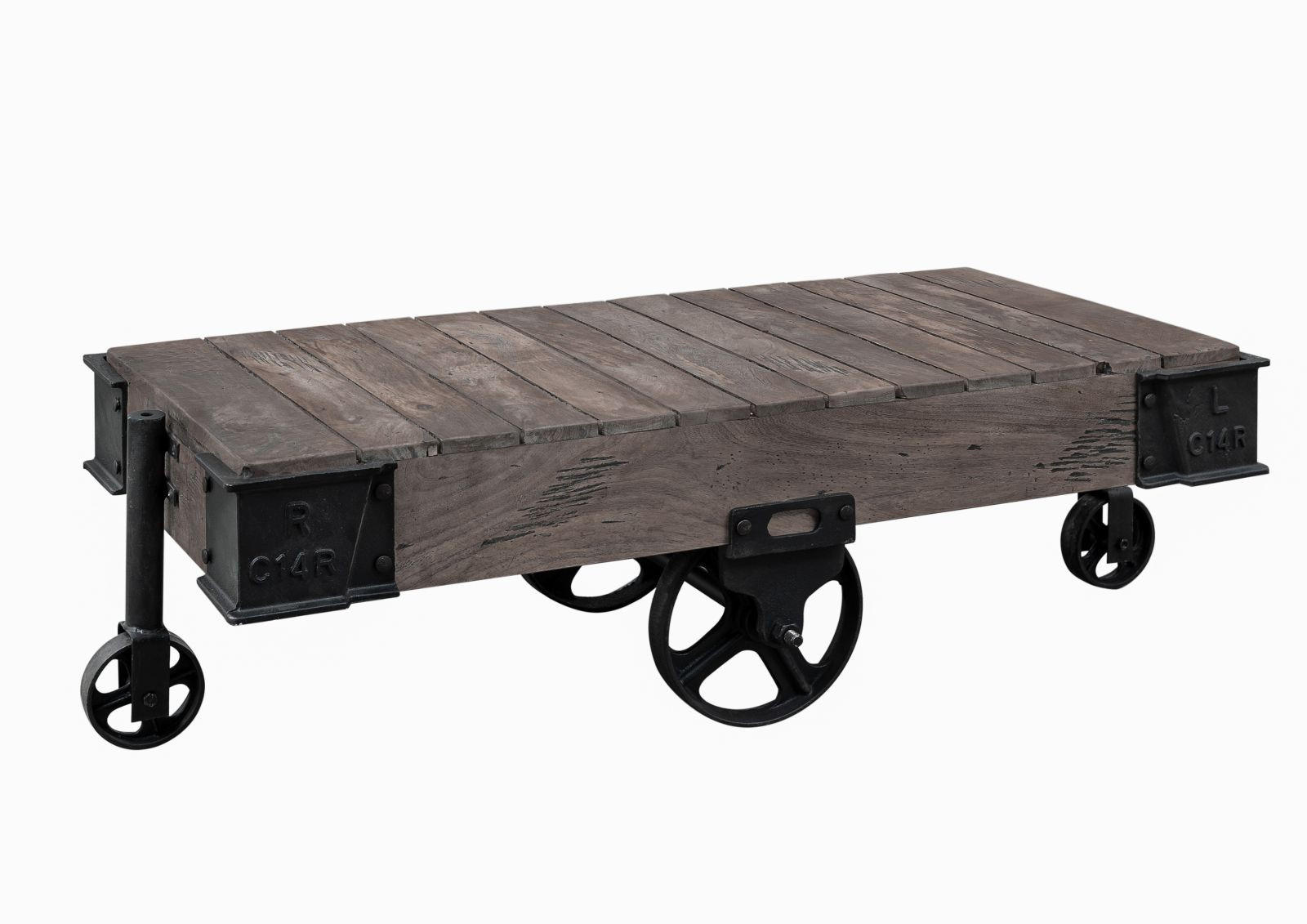 COUCHTISCH Mango 120x60x43 grau lackiert RAILWAY #260 - Grau, Holz (120/60/43cm) - Massivmoebel24