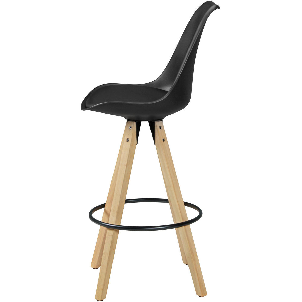BARHOCKER Set - Ergonomisch Sitzschale, Holzbeine, Schwarz 45x45x113 cm - Beige/Schwarz, Holz/Kunststoff (45/113/45cm) - KADIMA DESIGN