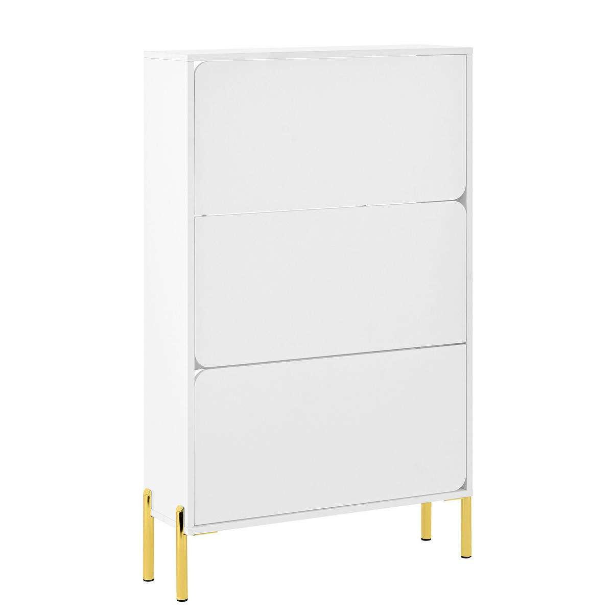 SCHUHSCHRANK aus MDF 73x24x120cm in Weiß mit goldenen Metallbeinen - Weiß, Holzwerkstoff (73/120/24cm) - Modfu
