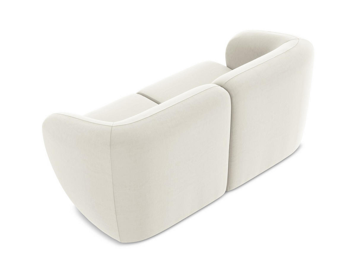 2-SITZER-SOFA Samt Stoff Beige - Creme/Schwarz, Holzwerkstoff/Kunststoff (174/75/94cm) - Makamii