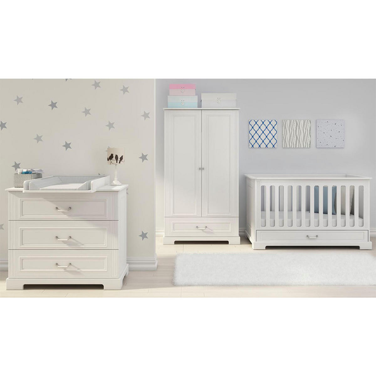 POKOJ PRO MIMINKO 3DÍLNÝ Bílá - bílá, kompozitní dřevo (152/92/83cm) - Petits-meubles