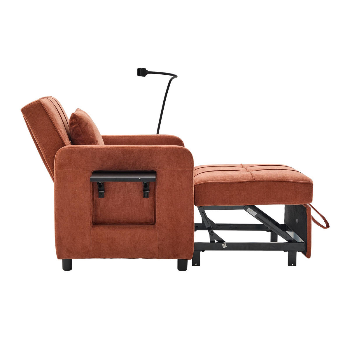 FERNSEHSESSEL Relaxsessel,Polsterliege mit Stauraum,Chenille,Orange - Orange, Textil (79/83/167cm) - LVHOM