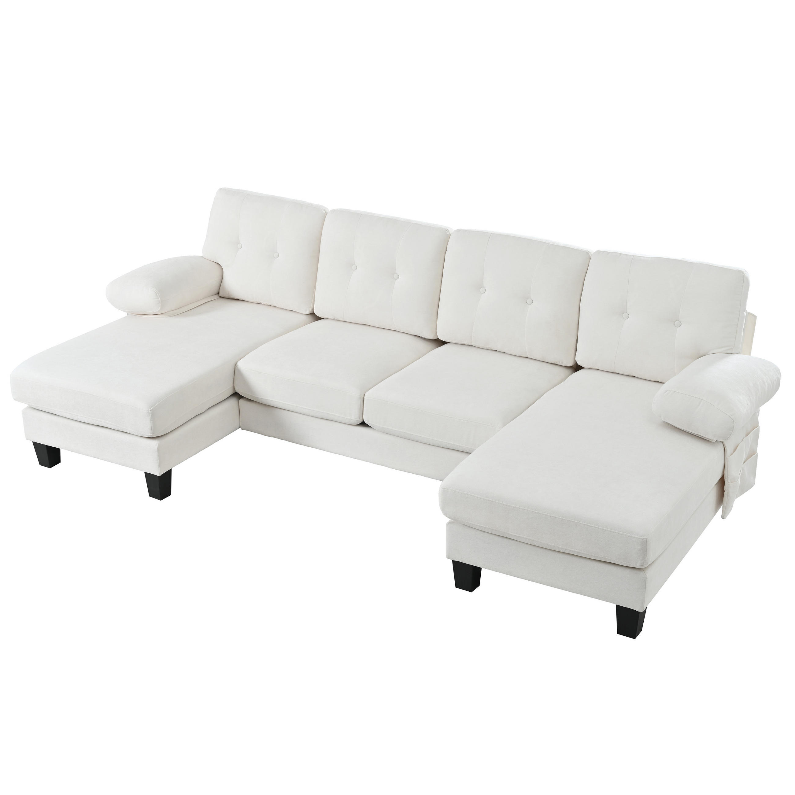 WOHNLANDSCHAFT aus Chenille 268x128x84 cm mit Doppel-Chaiselongue, beige - Beige, Textil (128/84/268cm) - Luhomfu
