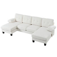 WOHNLANDSCHAFT aus Chenille 268x128x84 cm mit Doppel-Chaiselongue, beige - Beige, Textil (128/84/268cm) - Luhomfu