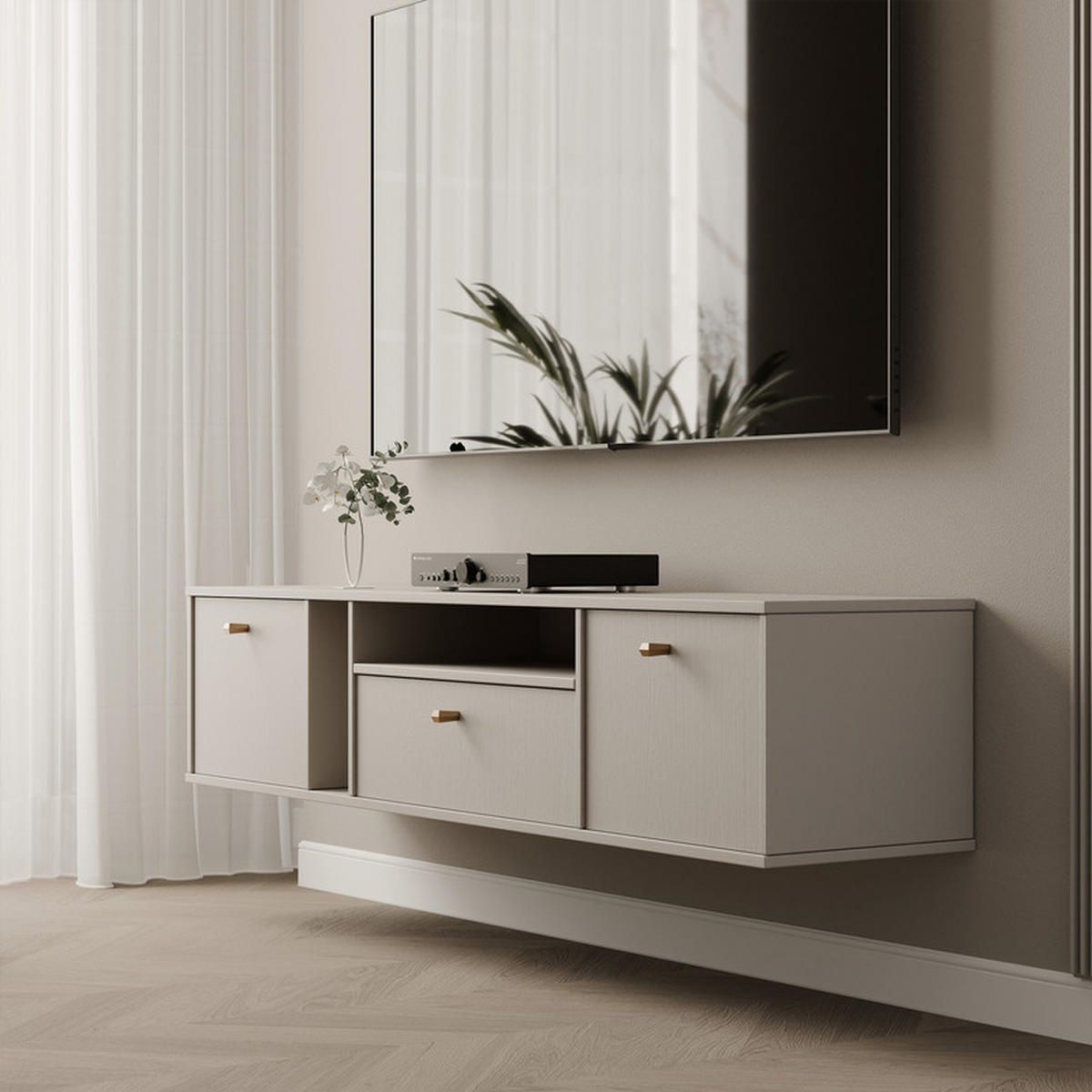 TV-LOWBOARD FLOW 180 cm, Beige - Beige, Holzwerkstoff/Metall (180/48.5/40.5cm) - Idohome