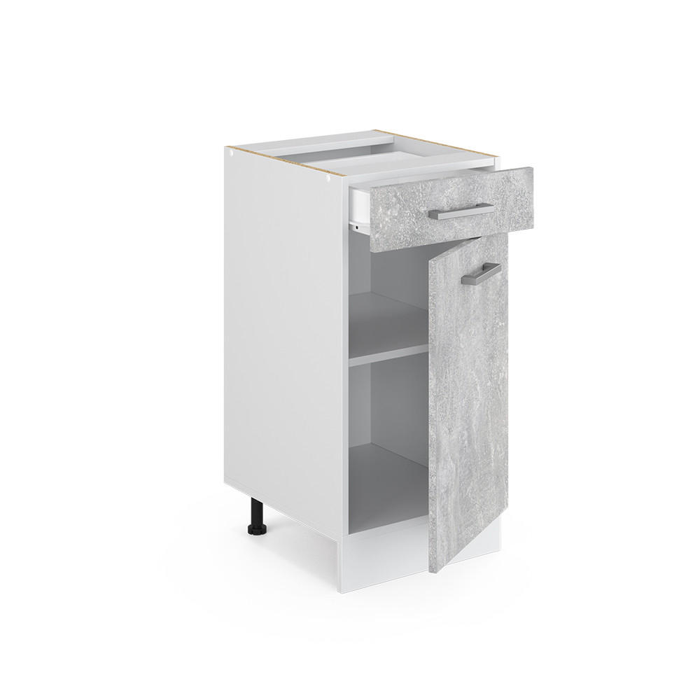 KÜCHENUNTERSCHRANK R-Line Beton 40 cm ohne Arbeitsplatte - Schieferfarben/Hellgrau, Holzwerkstoff (40/81.6/46cm) - Vicco