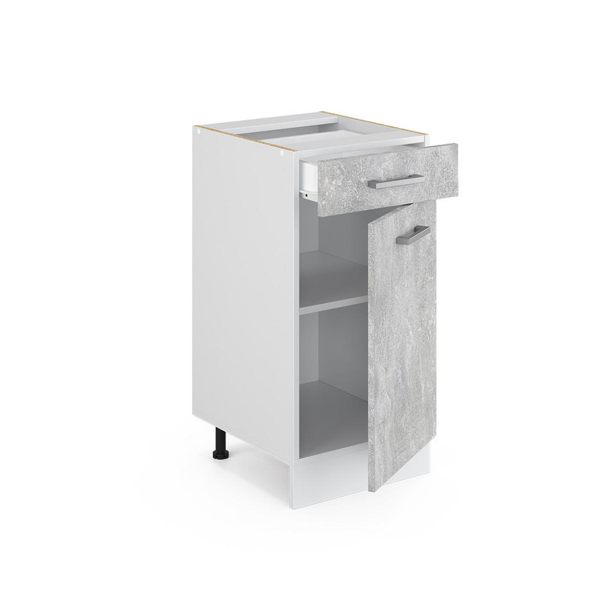 KÜCHENUNTERSCHRANK R-Line Beton 40 cm, AP Eiche - Schieferfarben/Weiß, Holzwerkstoff (40/81.6/60cm) - Vicco