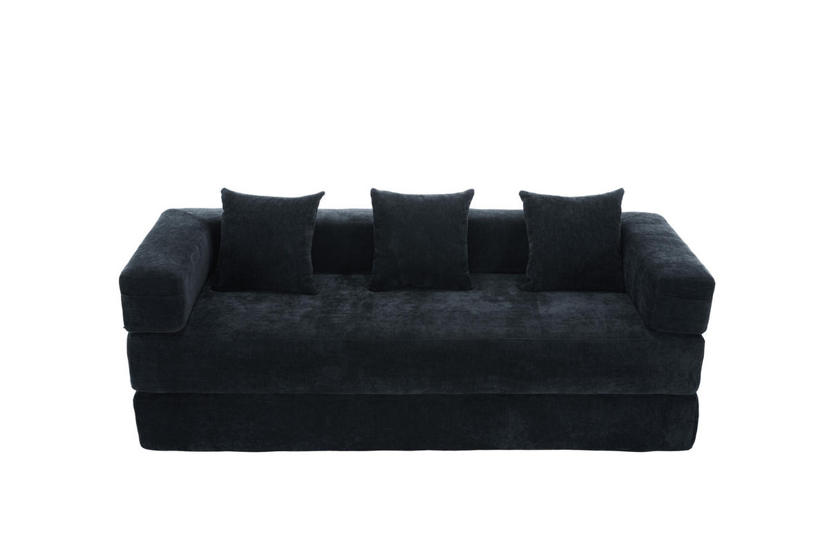 SCHLAFSOFA DE-33690 mit Seitentaschen Schwarz - Schwarz, Textil (198/60/79cm) - ComfortXL
