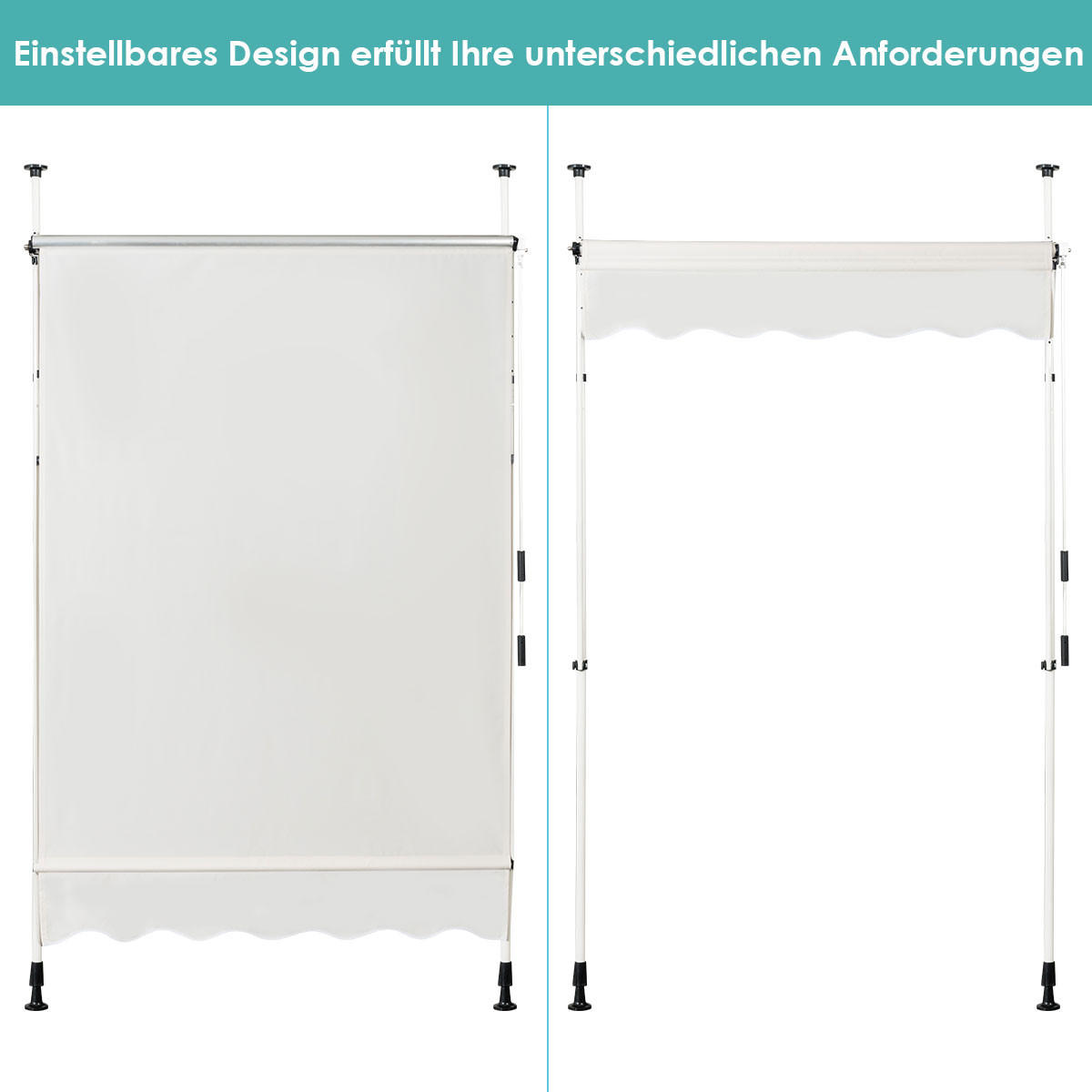 KLEMMMARKISE Beige - Beige, Metall (150/300/125cm) - COSTWAY