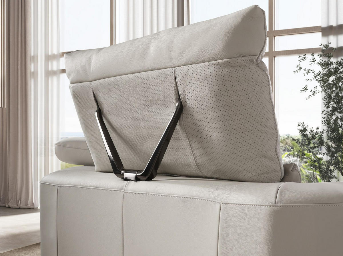 ECKSOFA Rechtsseitiges Ecksofa aus hellgrauem Leder 310/235/102 cm - Chromfarben/Dunkelgrau, Leder/Metall (310/235cm) - ANGEL CERDA